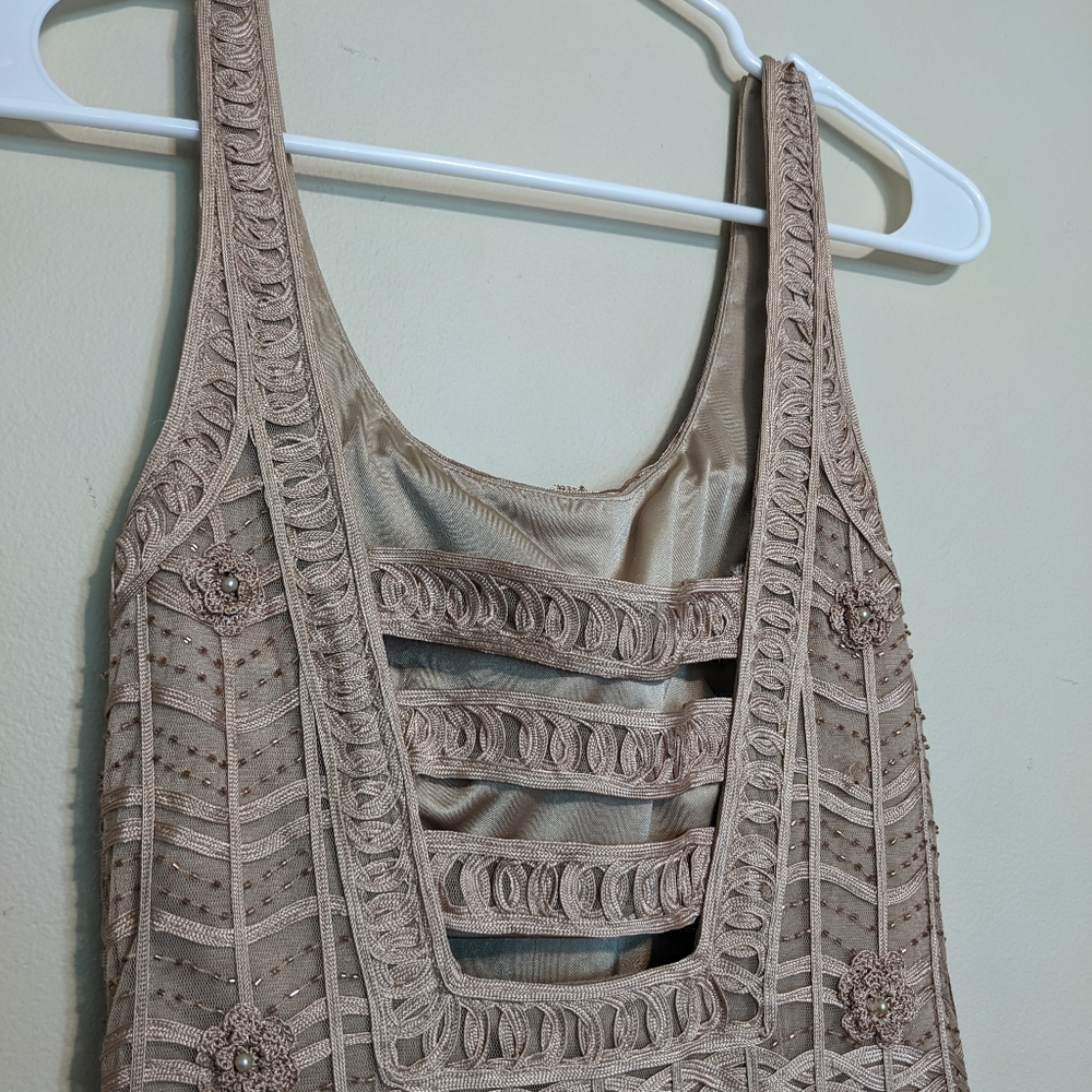 Vintage Sue Wong Gatsby 1920's Flapper Beaded Dress in Nude Size 2 - Picture 7 of 8